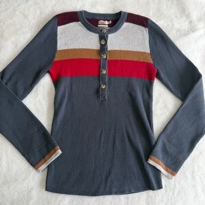 Faherty Mikki Henley Striped Organic Cotton Size Medium